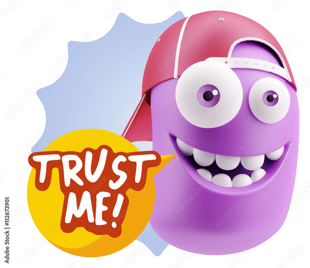 Obraz premium 3d Illustration Laughing Character Emoji Expression saying Trust