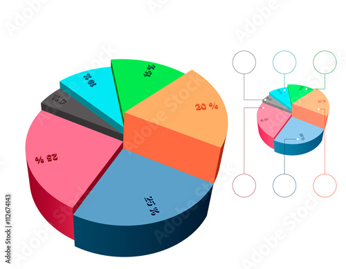 3d pie chart template. Colo...