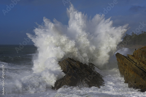 Crashing waves on rock in ocean