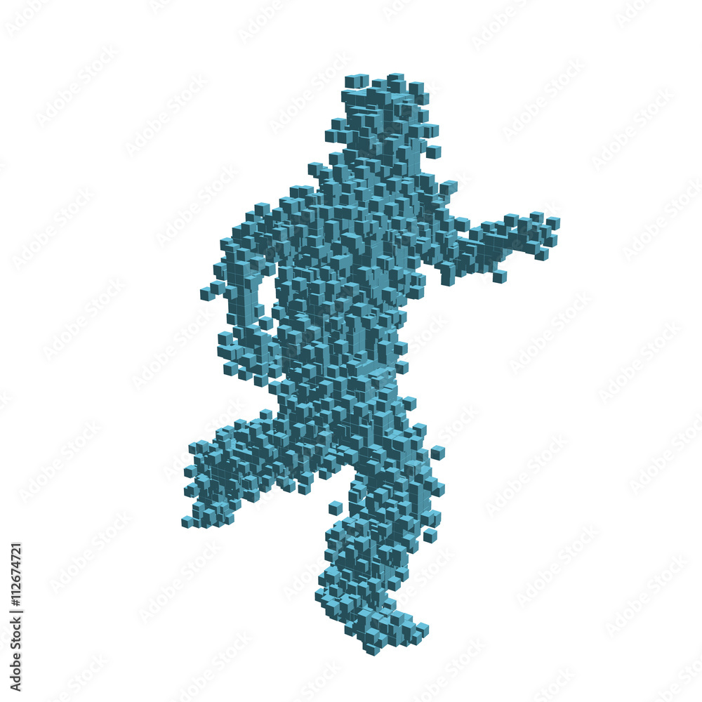 Fototapeta premium 3d pixel running man. Vector illustration.