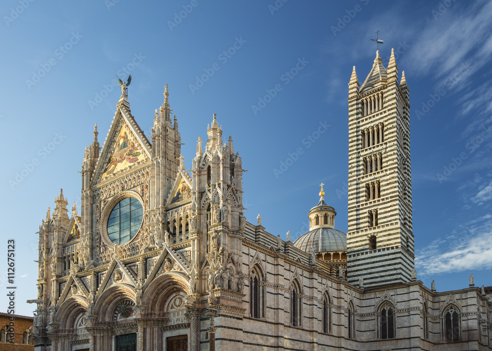 cathedral in sun lights in Siena in Tuscany in Italy