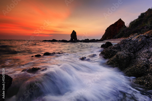 Beach sunset, Beautiful natural summer seascape. © phonix_a