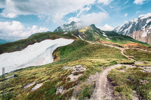 Mountain path leading to mountain peak