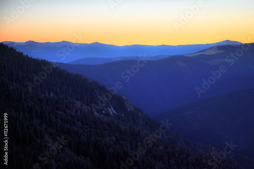 Mountain landscape, sunrise scene.