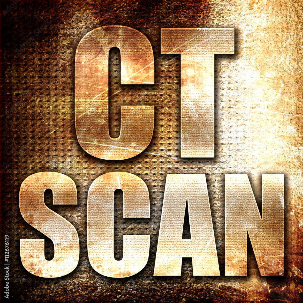 ct scan, 3D rendering, metal text on rust background ct scan, 3D rendering, metal text on rust background