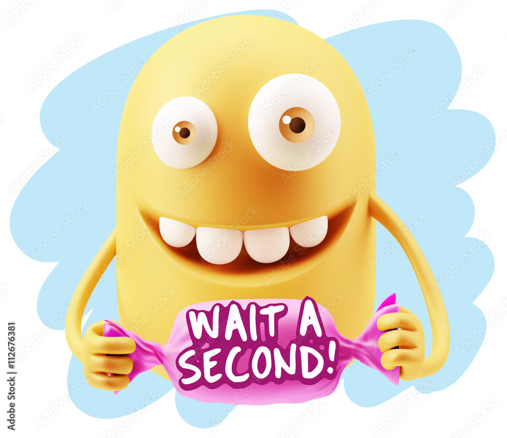 3d Illustration Laughing Character Emoji Expression saying Wait 3d Illustration Laughing Character Emoji Expression saying Wait