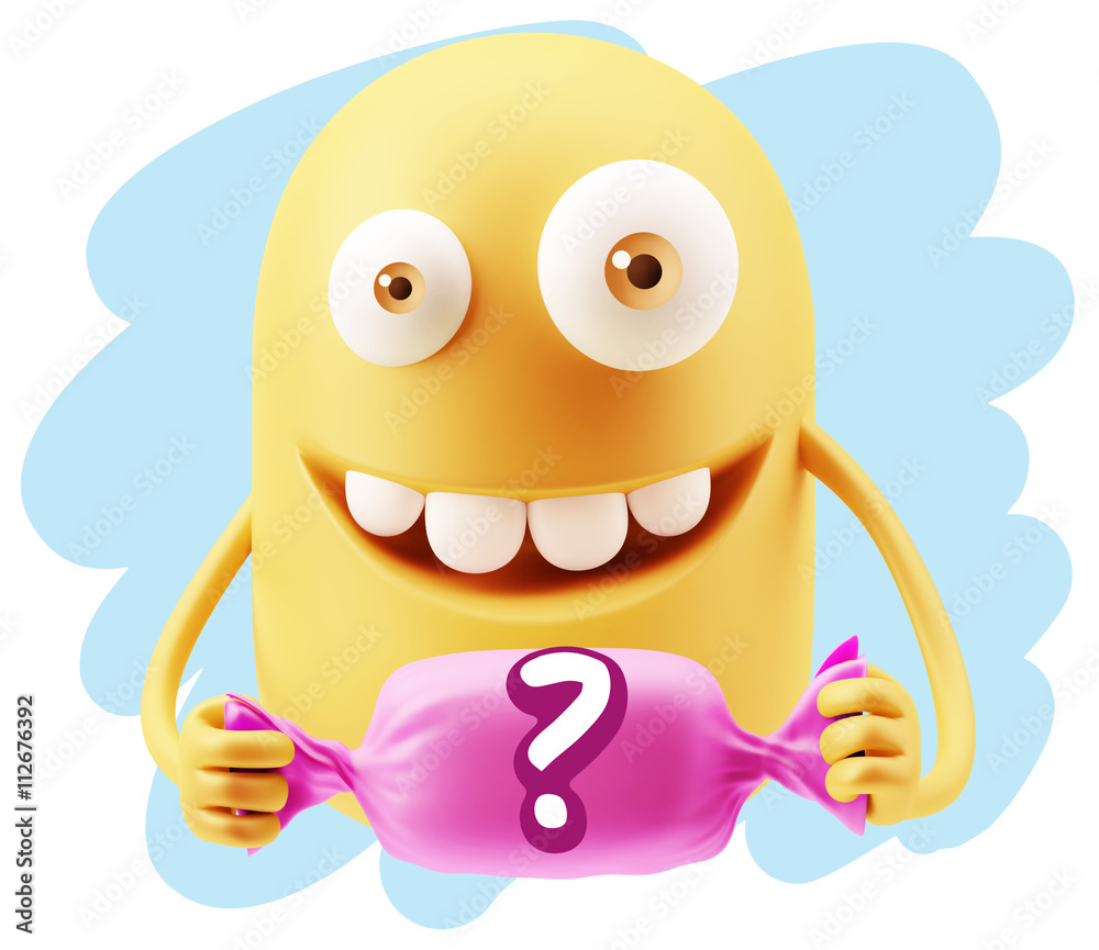 3d Illustration Laughing Character Emoji Expression saying ? wit 3d Illustration Laughing Character Emoji Expression saying ? wit