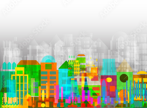 Modern city life, abstract conceptual illustration