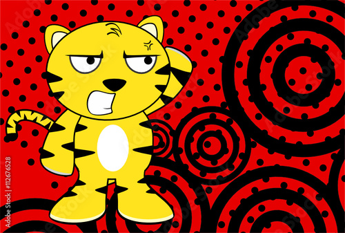 funny young tiger plush cartoon background in vector format very easy to edit