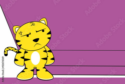 funny kawaii tiger plush cartoon background in vector format