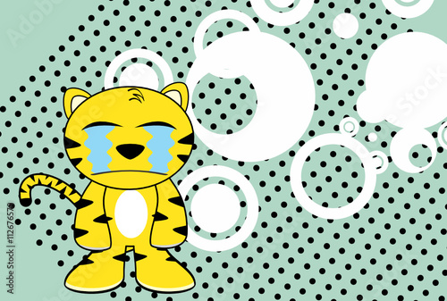 funny young tiger plush cartoon background in vector format very easy to edit