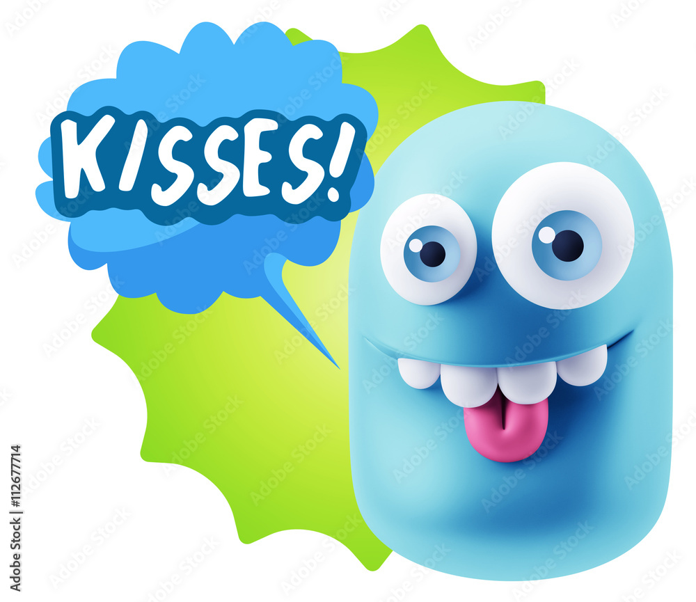 3d Rendering Smile Character Emoticon Expression saying Kisses w 3d Rendering Smile Character Emoticon Expression saying Kisses w