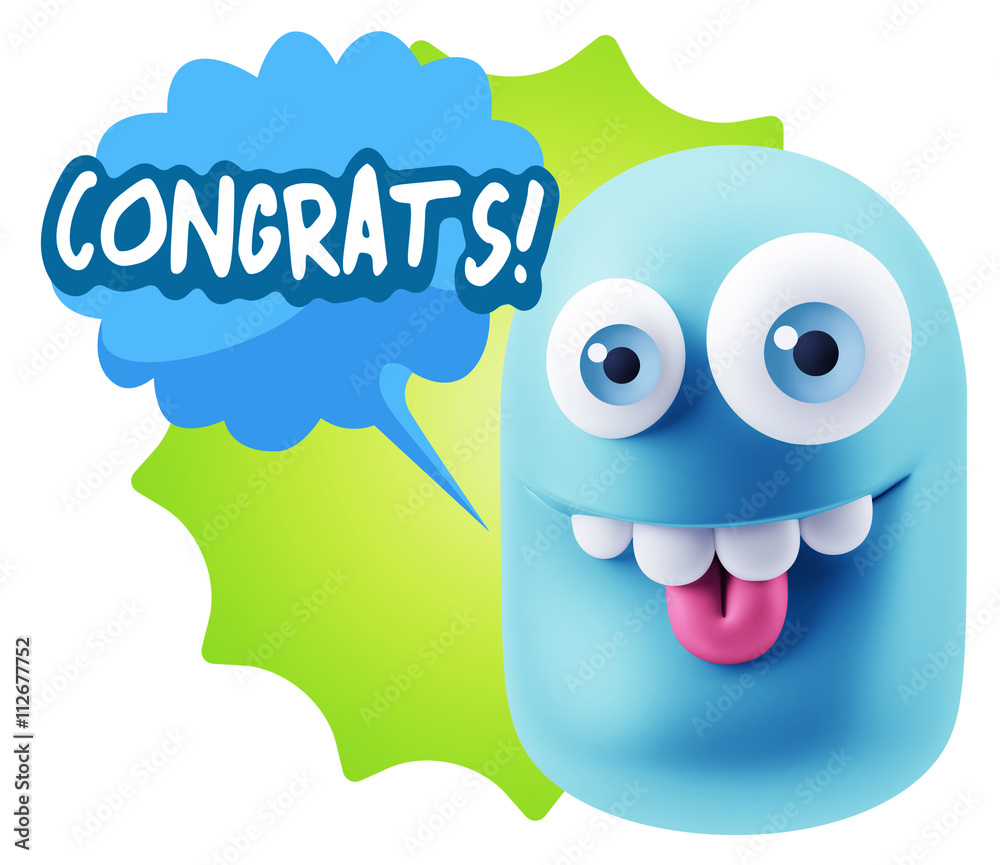 3d Rendering Smile Character Emoticon Expression saying Congrats 3d Rendering Smile Character Emoticon Expression saying Congrats