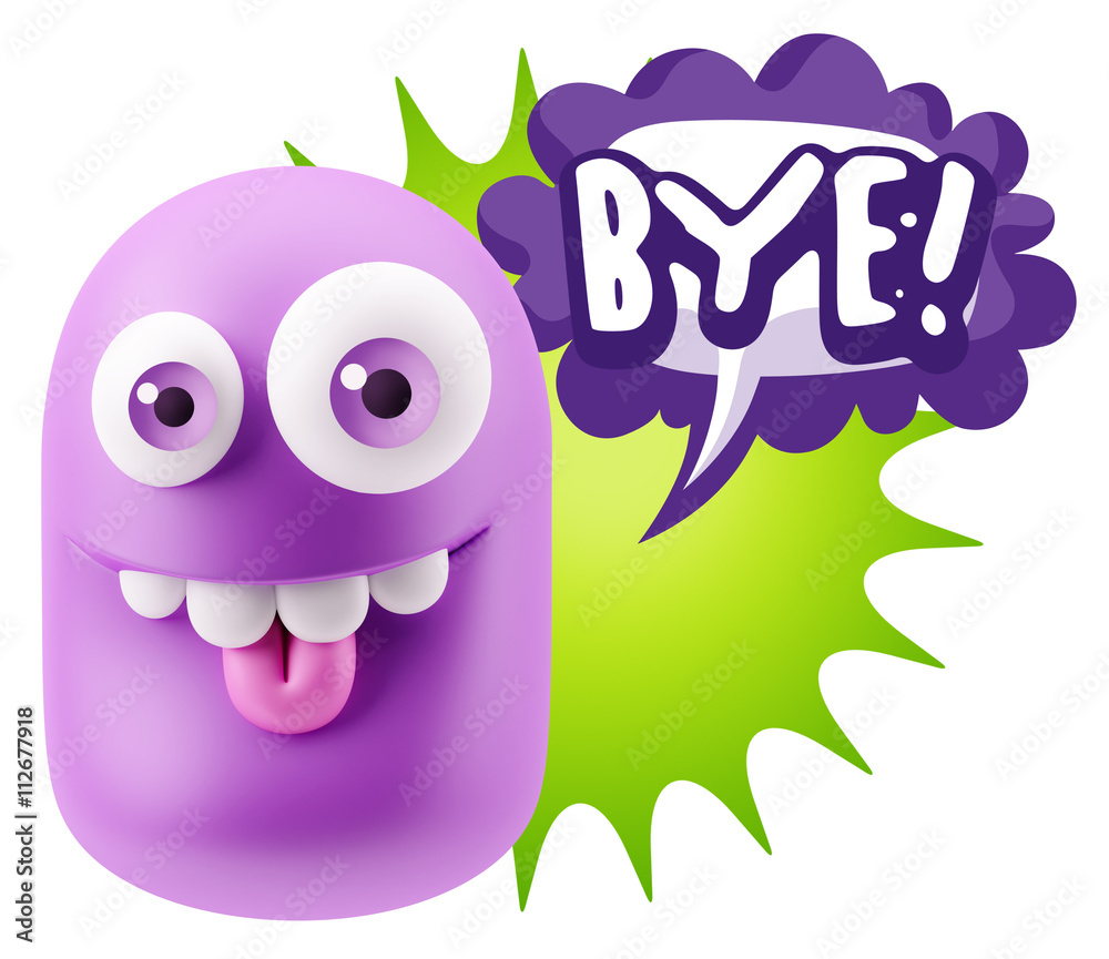 3d Illustration Laughing Character Emoji Expression saying Bye w 3d Illustration Laughing Character Emoji Expression saying Bye w