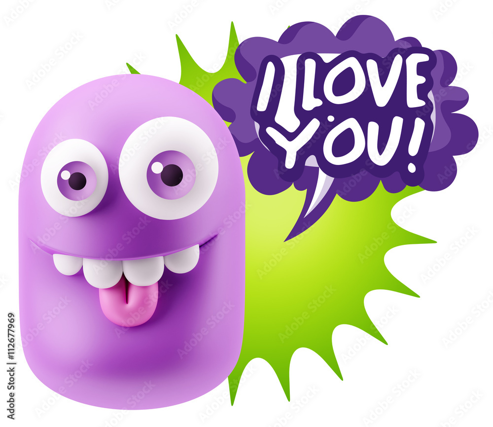 3d Rendering Smile Character Emoticon Expression saying I Love Y 3d Rendering Smile Character Emoticon Expression saying I Love Y