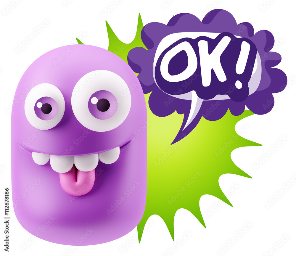 3d Rendering Smile Character Emoticon Expression saying Ok with 3d Rendering Smile Character Emoticon Expression saying Ok with
