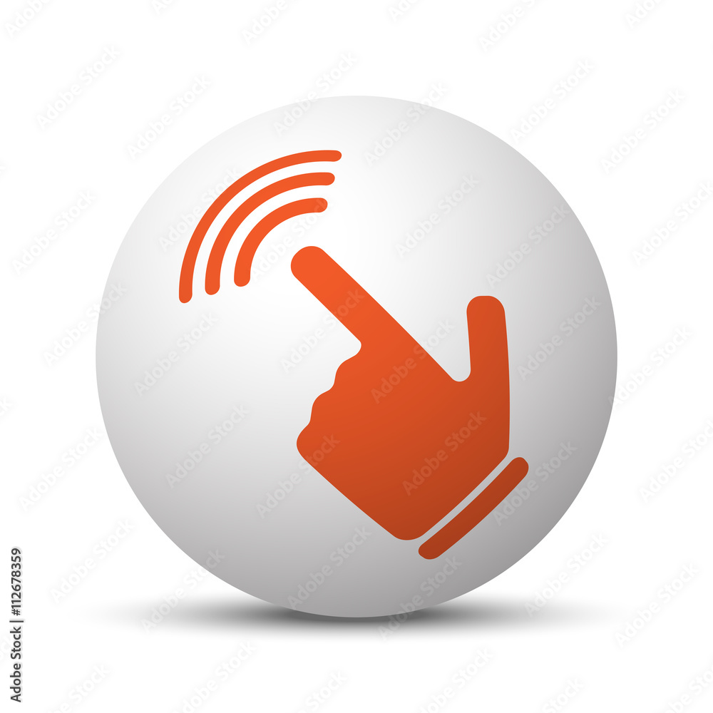 Orange Touch Screen icon on white ball Orange Touch Screen icon on white ball