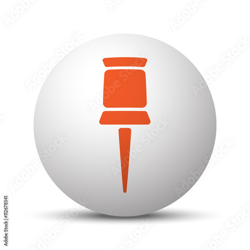 Orange Pushpin icon on white ball