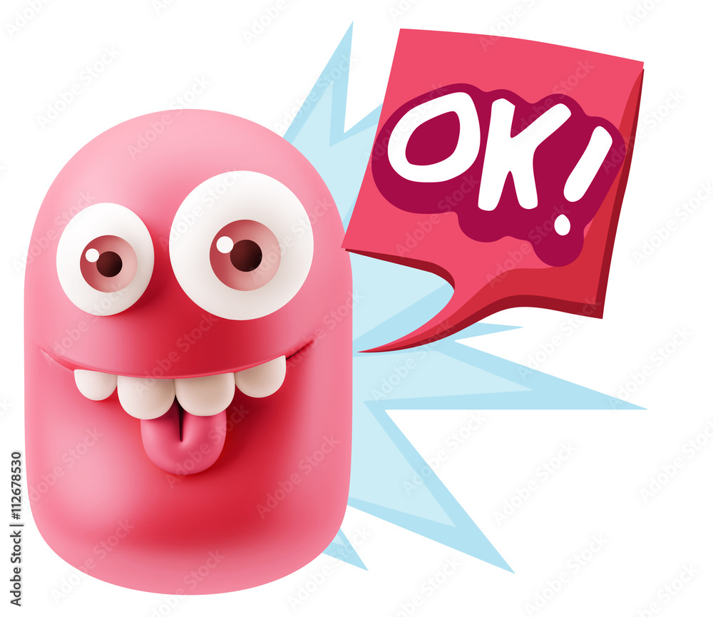 Obraz premium 3d Rendering Smile Character Emoticon Expression saying Ok with