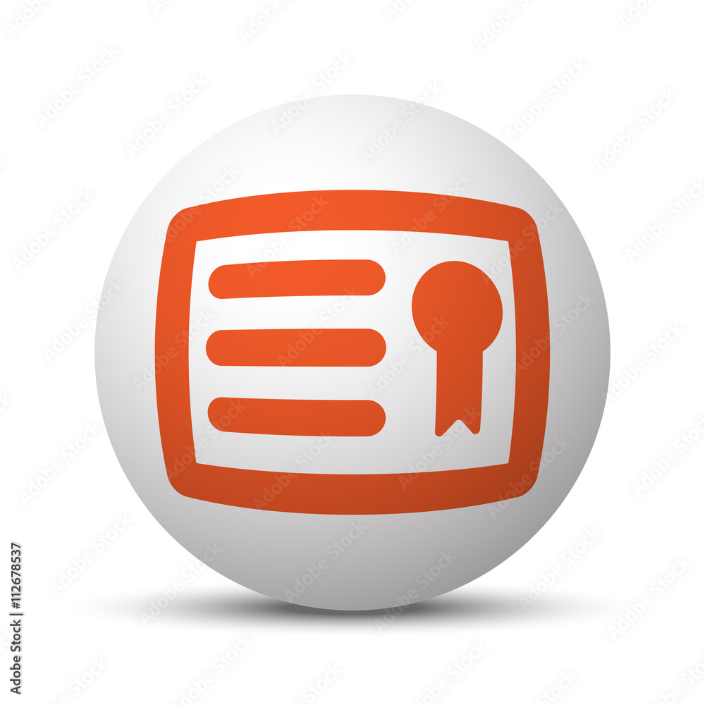 Orange Diploma icon on white ball Orange Diploma icon on white ball