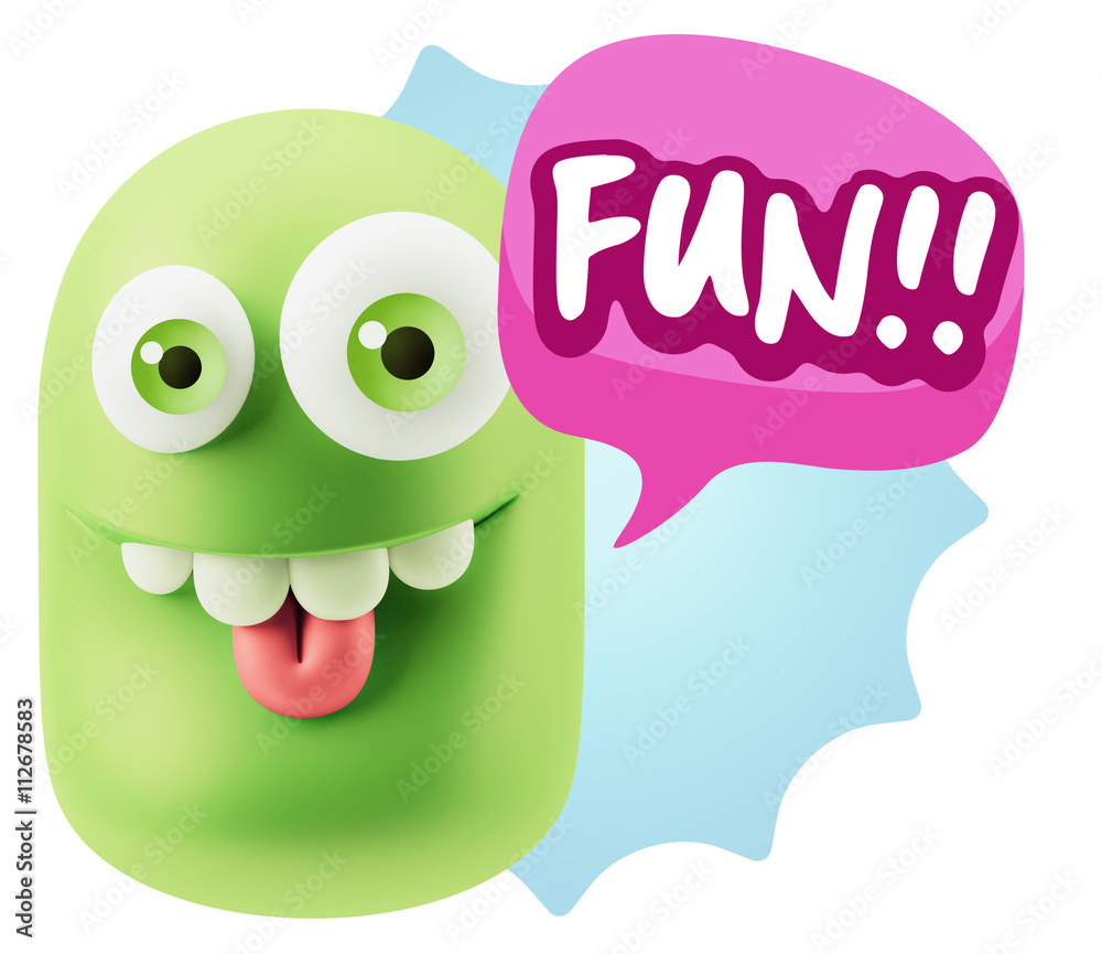 3d Illustration Laughing Character Emoji Expression saying Fun w 3d Illustration Laughing Character Emoji Expression saying Fun w