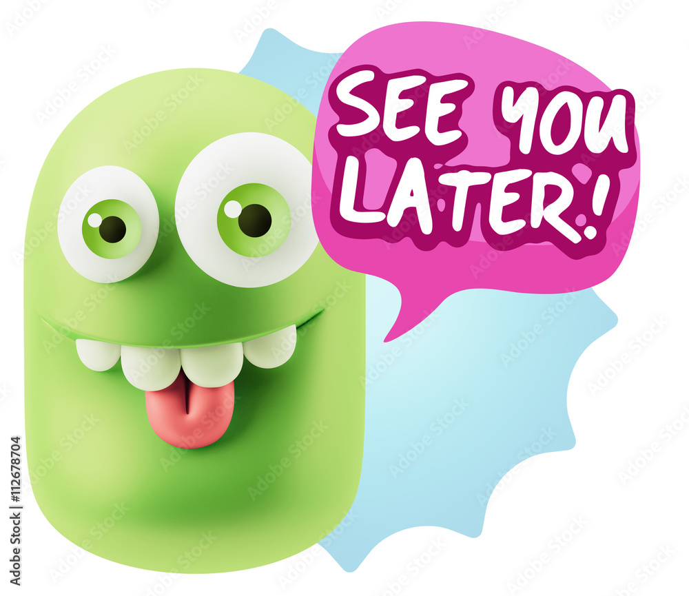3d Illustration Laughing Character Emoji Expression saying See Y 3d Illustration Laughing Character Emoji Expression saying See Y