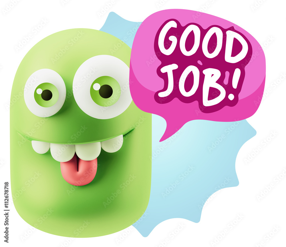 3d Rendering Smile Character Emoticon Expression saying Good Job 3d Rendering Smile Character Emoticon Expression saying Good Job