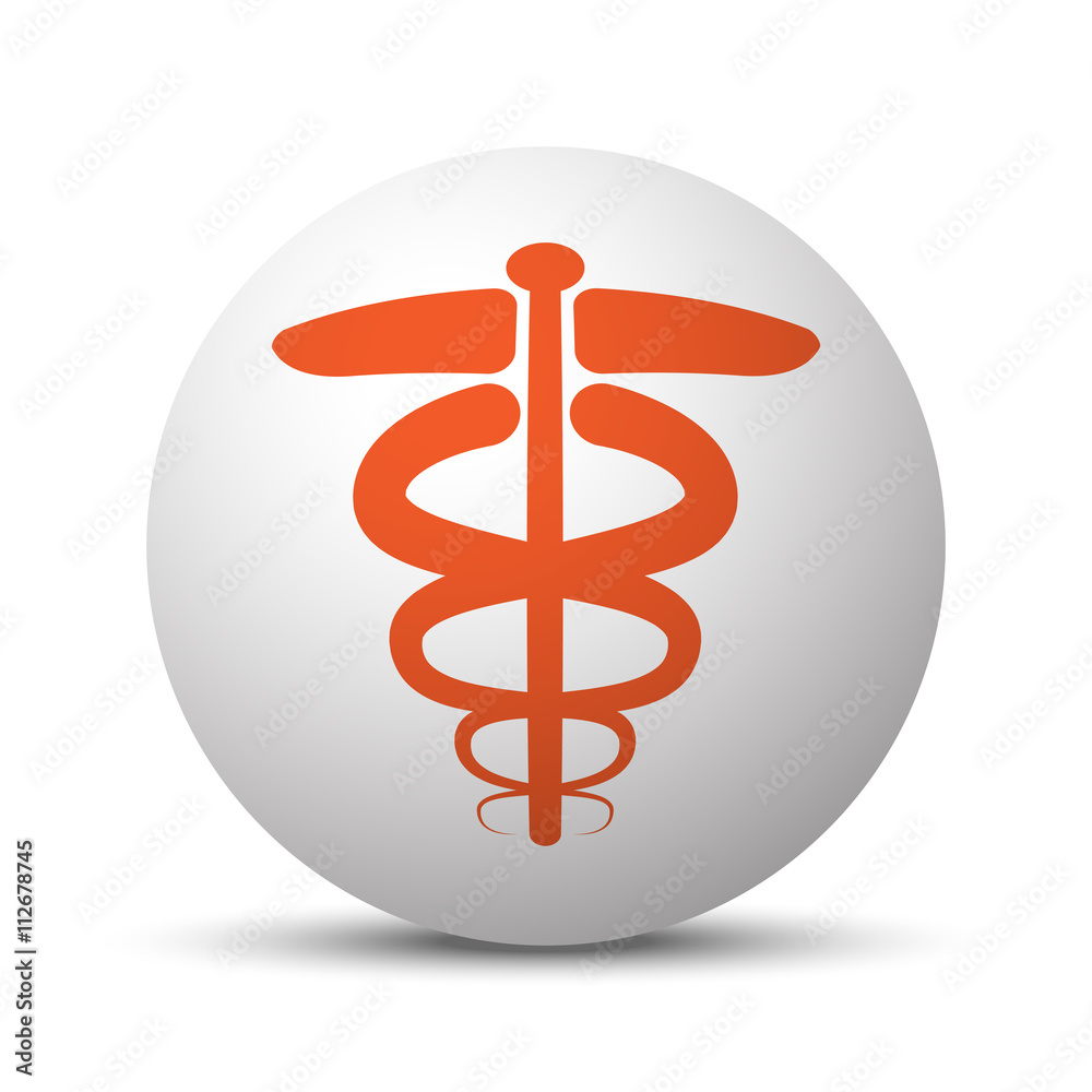 Orange Medical Symbol icon on white ball Orange Medical Symbol icon on white ball