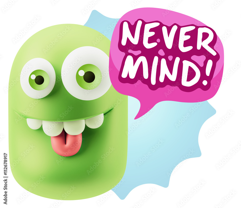 3d Rendering Smile Character Emoticon Expression saying Never Mi 3d Rendering Smile Character Emoticon Expression saying Never Mi