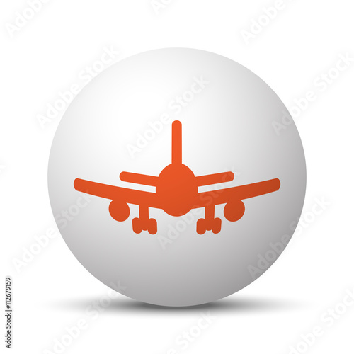Orange Airplane icon on white ball