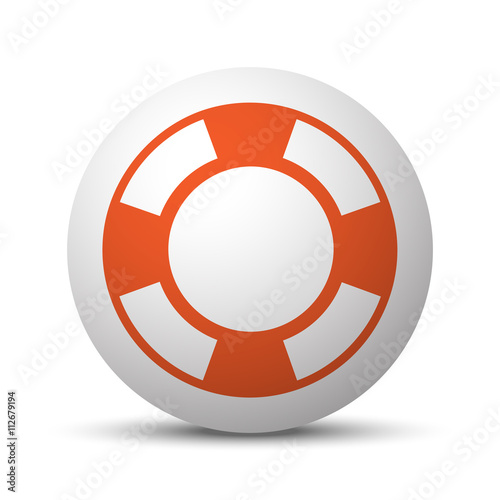 Orange Life Buoy icon on white ball
