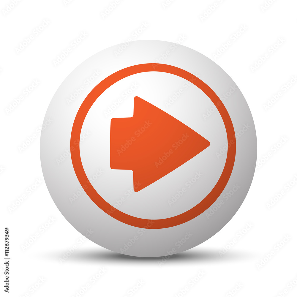 Orange Arrow Right icon on white ball Orange Arrow Right icon on white ball