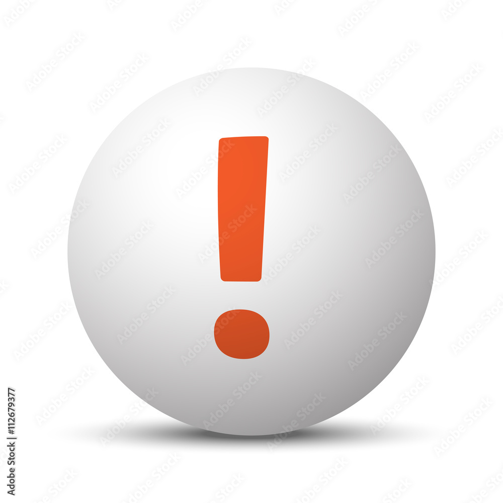 Orange Exclamation Mark icon on white ball Orange Exclamation Mark icon on white ball