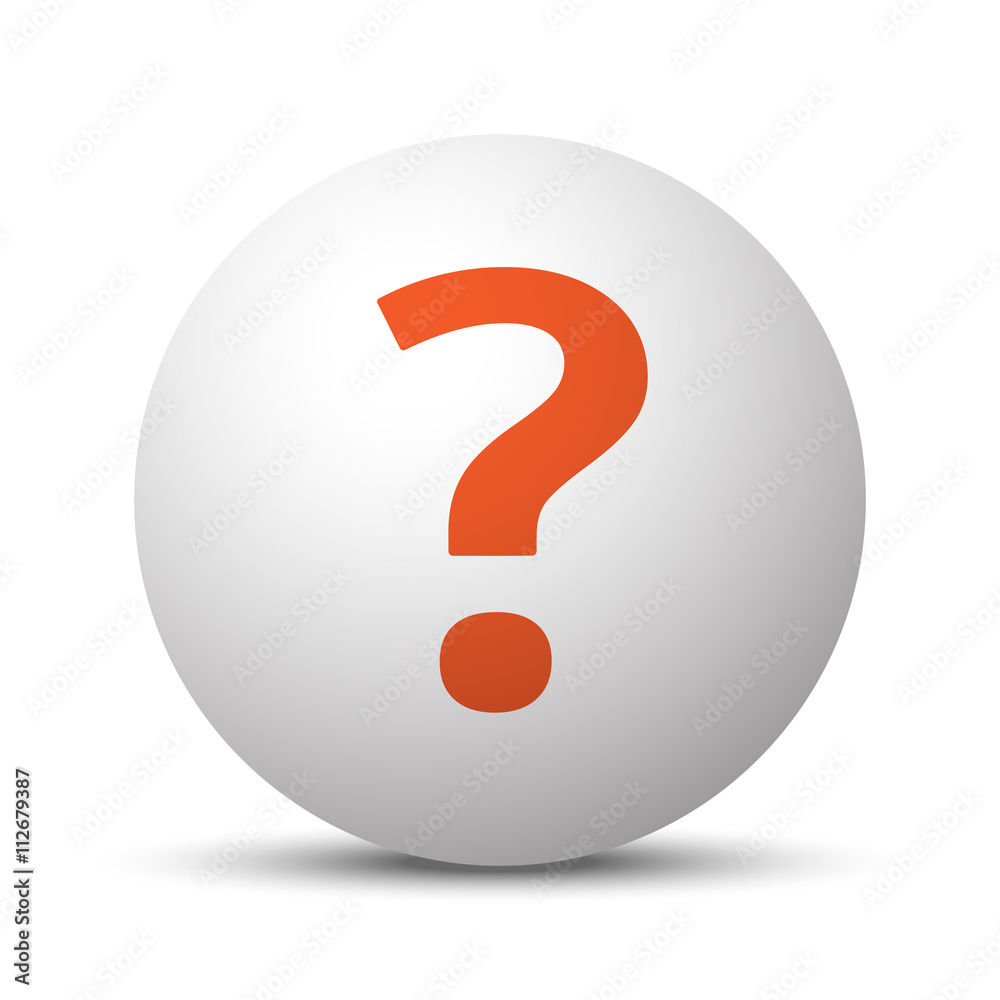 Orange Question Mark icon on white ball Orange Question Mark icon on white ball