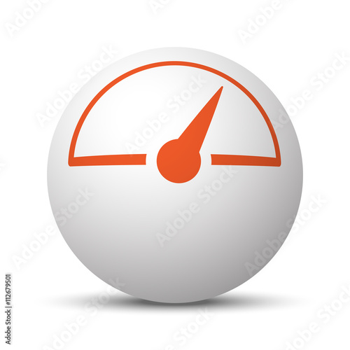 Orange Speed Meter icon on white ball
