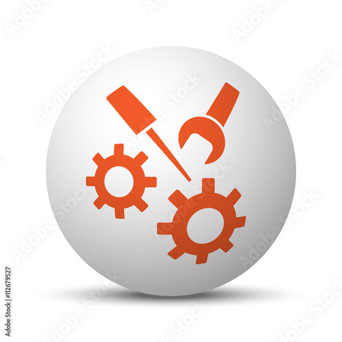 Orange Service icon on white ball