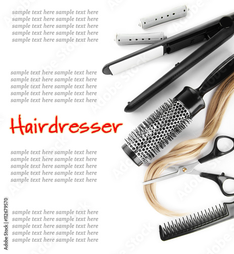 Professional hairdresser tools, isolated on white