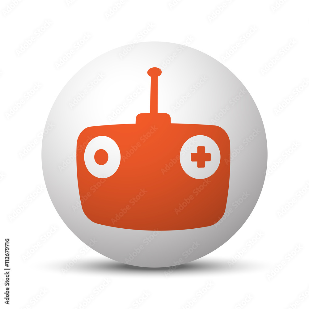 Orange Radio Control icon on white ball Orange Radio Control icon on white ball