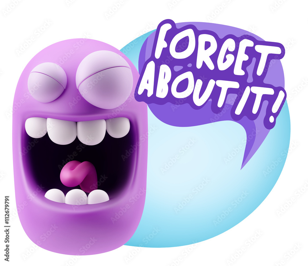 3d Rendering Smile Character Emoticon Expression saying Forget A