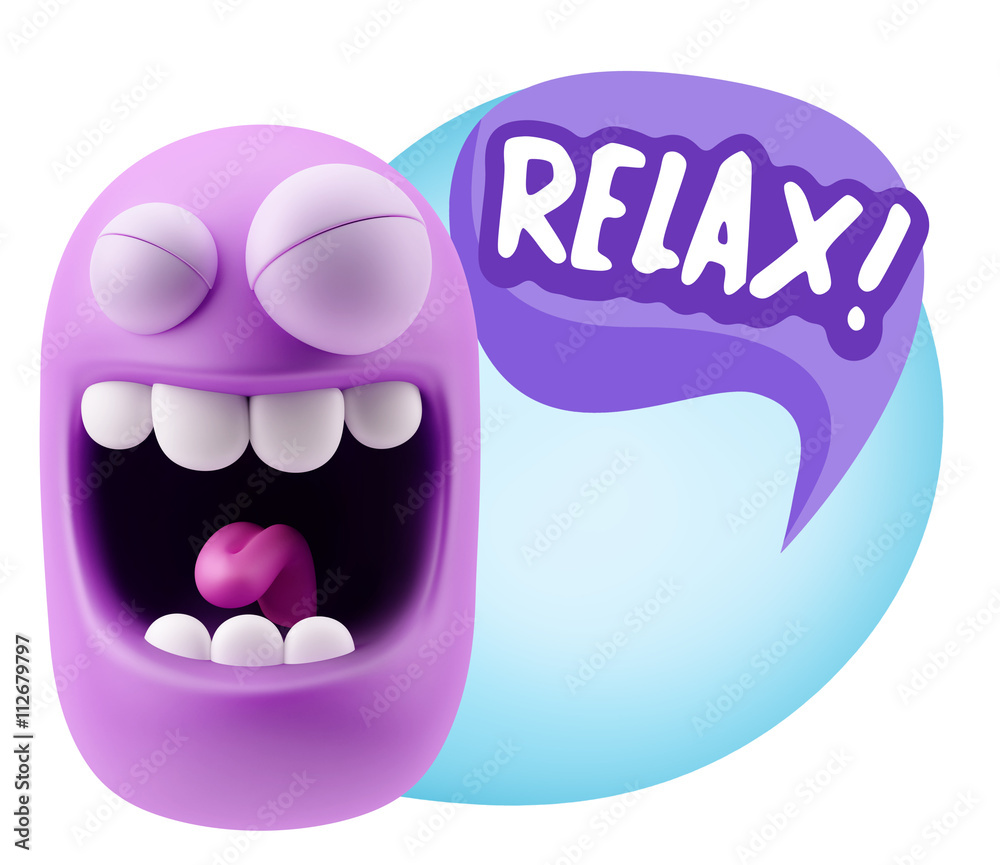 Obraz premium 3d Rendering Smile Character Emoticon Expression saying Relax wi