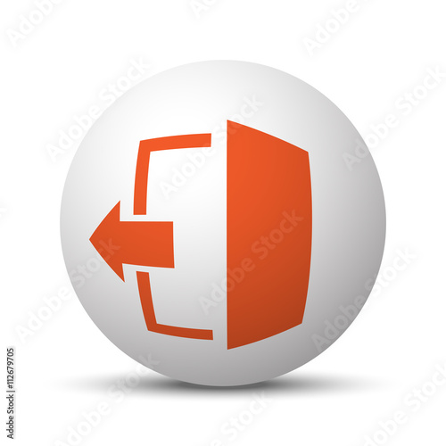 Orange Exit icon on white ball