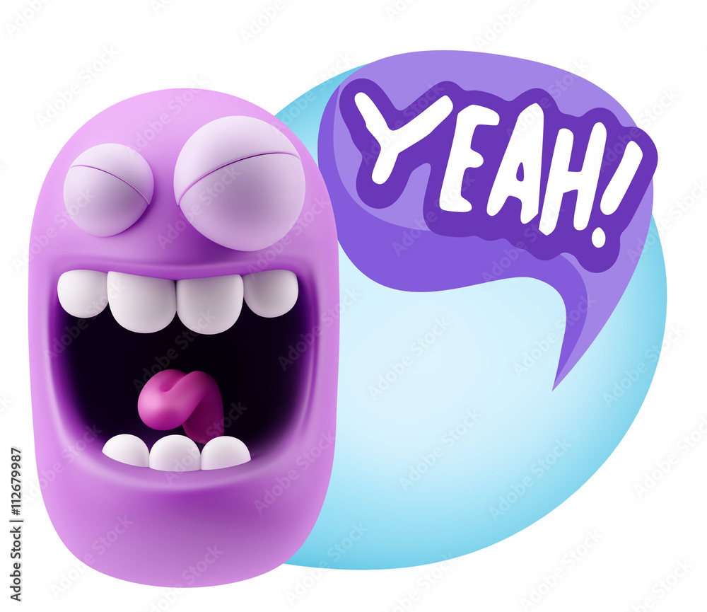 Obraz premium 3d Illustration Laughing Character Emoji Expression saying Yeah