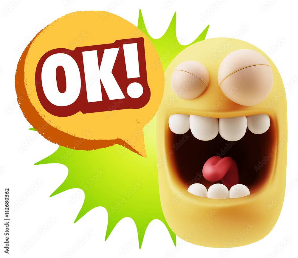 3d Rendering Smile Character Emoticon Expression saying Ok with 3d Rendering Smile Character Emoticon Expression saying Ok with