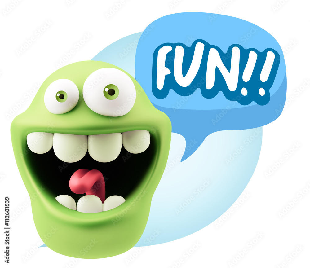 3d Illustration Laughing Character Emoji Expression saying Fun w 3d Illustration Laughing Character Emoji Expression saying Fun w