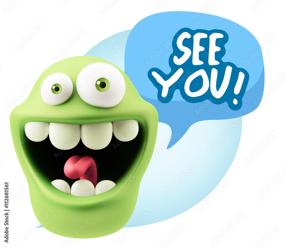 Obraz premium 3d Rendering Smile Character Emoticon Expression saying See You