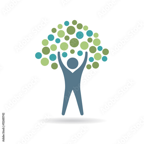 People tree icon circles. Eco life logo. Vector graphic design illustration