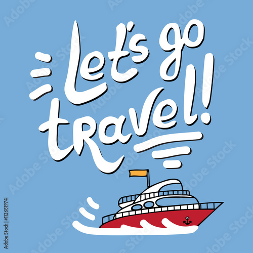 Hand-drawn lettering and boat.