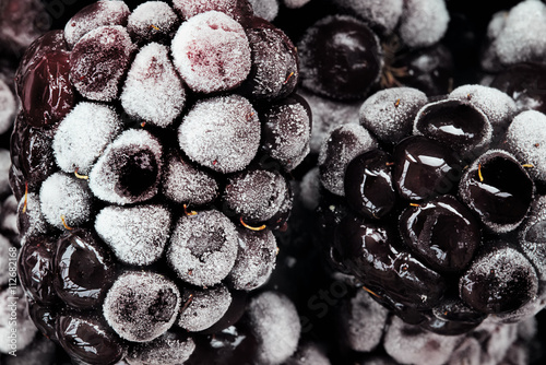 Frozen Blackberries Macro photo