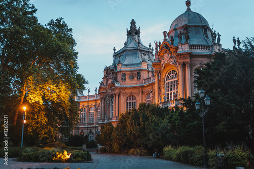 Wallpaper Mural courtyard of Vajdahunyad castle, beautifully lit with setting sun walls Torontodigital.ca