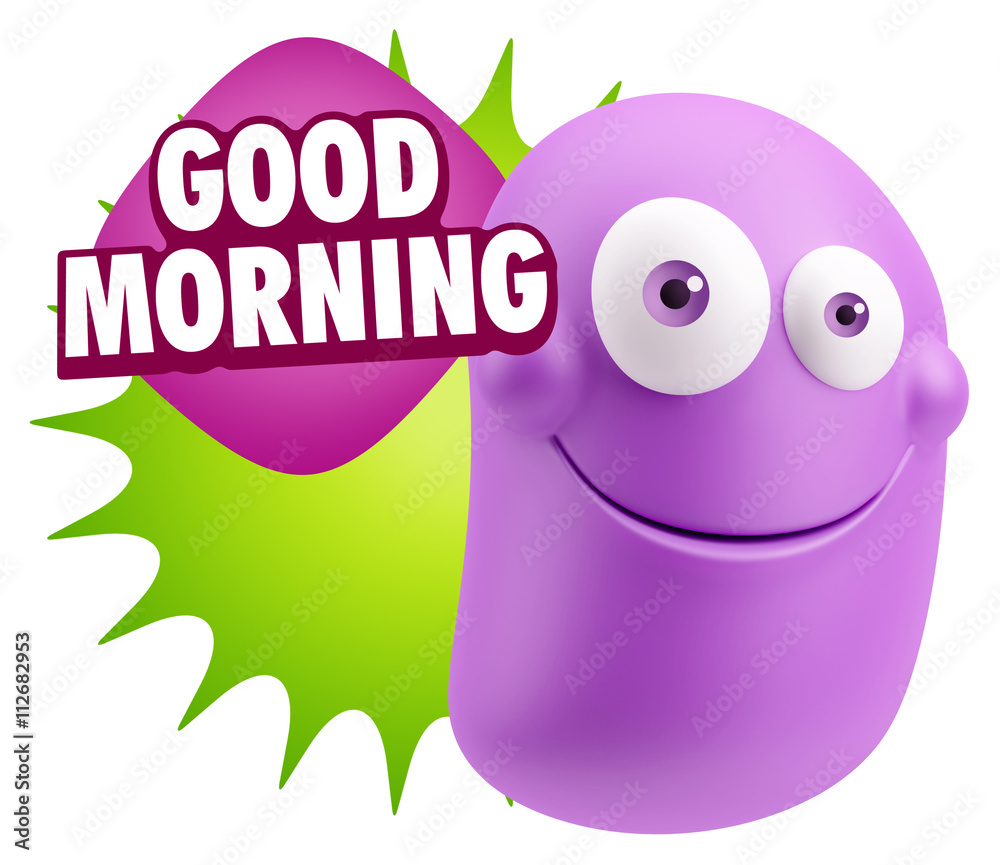 3d Rendering Smile Character Emoticon Expression saying Good Mor 3d Rendering Smile Character Emoticon Expression saying Good Mor